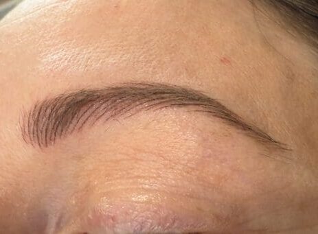 natural-looking nano brow result showing hair-like strokes by Kelsee at Foundations Artistry